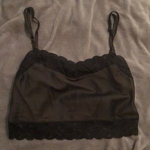 brandy melville black silk lace crop camisole